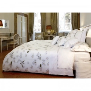 Donsovertrek bloemen white