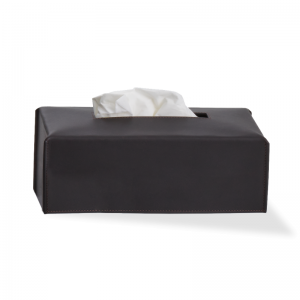 Tissuebox leder black mat