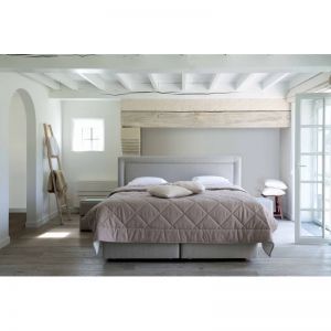Duo boxspring+poten+hoofdbord beige