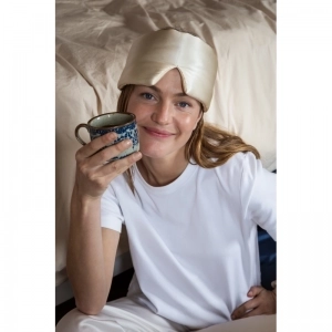 Slaapmasker hoofdband zijde champagne