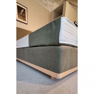 Hoofdbord+Boxspring+matras groen linnen